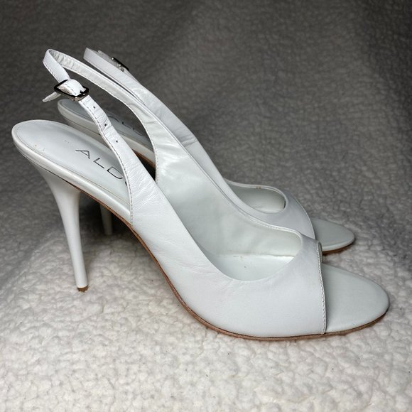Aldo Shoes - ALDO White Amari Open Toe Slingback Heel Size 9
